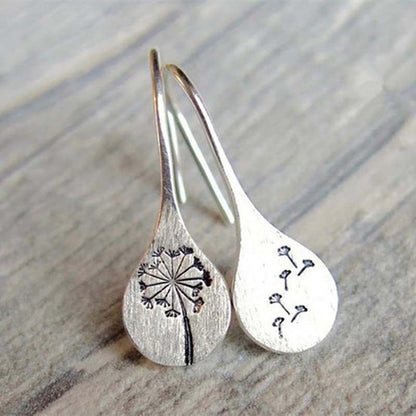Exquisite Simple Retro 925 Silver Plated Dandelion Hanging Earrings Ladies Engagement Wedding Jewelry Personality Earrings