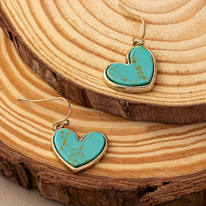Valentine's Day Vintage Bohemian Style Natural Turquoise Love Earrings