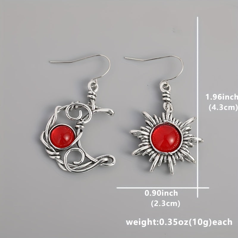 Bohemia Sun and Moon Earrings Silvery Color Artificial Crystal Drop Earrings Women Female Boho Fashion Jewelry Gift for her