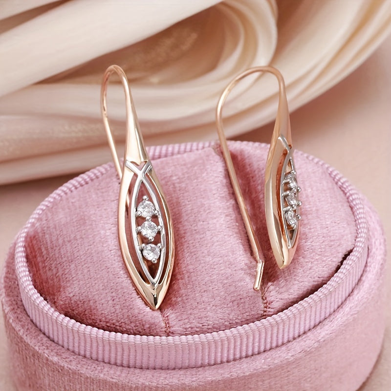 1 pair of gold long pendant earrings Women's silver luxury design bridal wedding jewelry suitable for pretend play