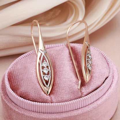 1 pair of gold long pendant earrings Women's silver luxury design bridal wedding jewelry suitable for pretend play