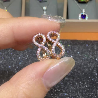 1 pair of elegant bohemian infinite ring earrings, synthetic square crystal zircon, copper pillar, women's fashion wedding jewelry, bridal accessories, Valentine's Day gifts, all seasons, wedding accessories