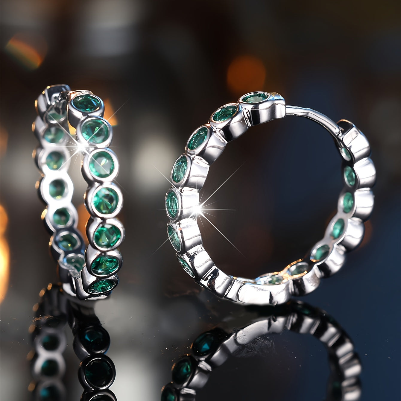 Luxury Ladies Halo Ring Earrings with Vivid Blue and Clear Cubic Zirconia - Elegant Copper Wedding Jewelry, Ideal Gift for Mom or Wife, Perfect for All Occasions, Small Ring Earrings