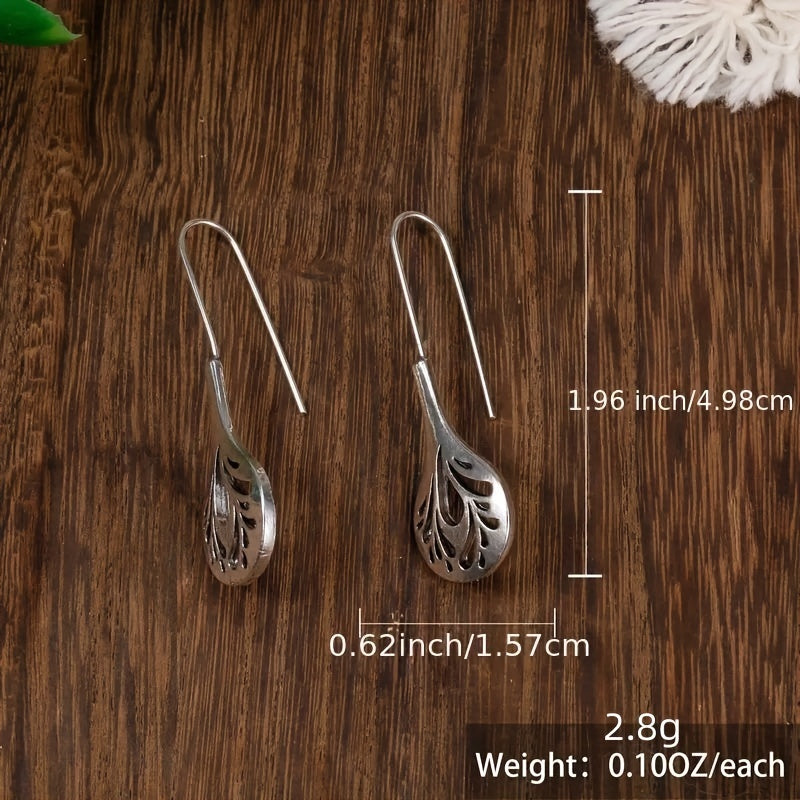 Handmade leaf hanging earrings, hollowed out design, vintage bohemian style, vintage style, bohemian style