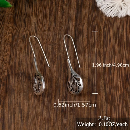 Handmade leaf hanging earrings, hollowed out design, vintage bohemian style, vintage style, bohemian style