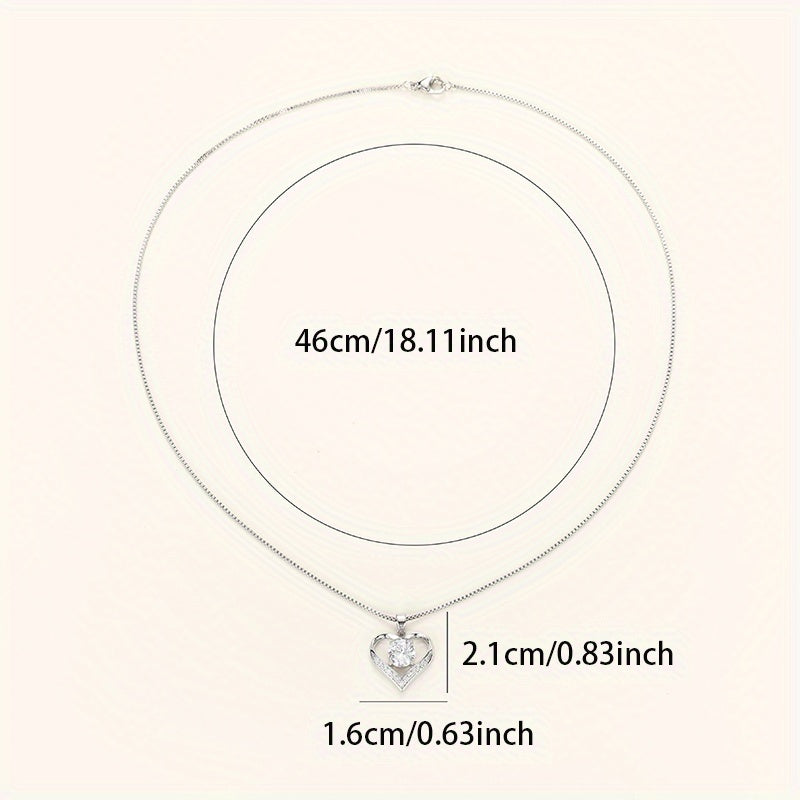 Exquisite Heart Pendant 925 Silver Plated Necklace Bridal Romantic Wedding Jewelry Anniversary Gift