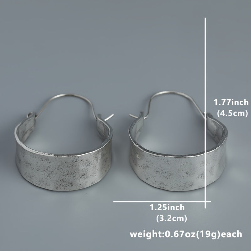 Large Silver Silver Hoop Earrings, Sledgehammer Hoop Earrings, Basket Earrings, Metal Craftsman Bohemian Jewelry