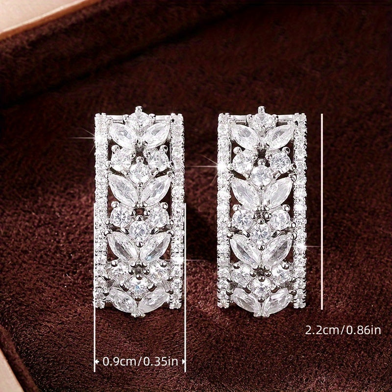 Bohemian Silver Plated Zircon Drop Earrings, Ladies Romantic Engagement Wedding Party Jewelry Anniversary Gift