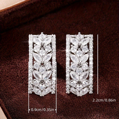 Bohemian Silver Plated Zircon Drop Earrings, Ladies Romantic Engagement Wedding Party Jewelry Anniversary Gift