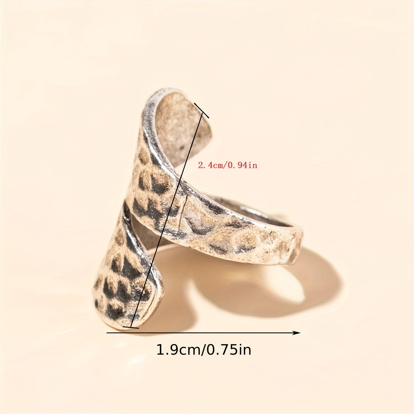 Retro style silver plated broadband ring, unique irregular design - suitable for casual wear, retro style