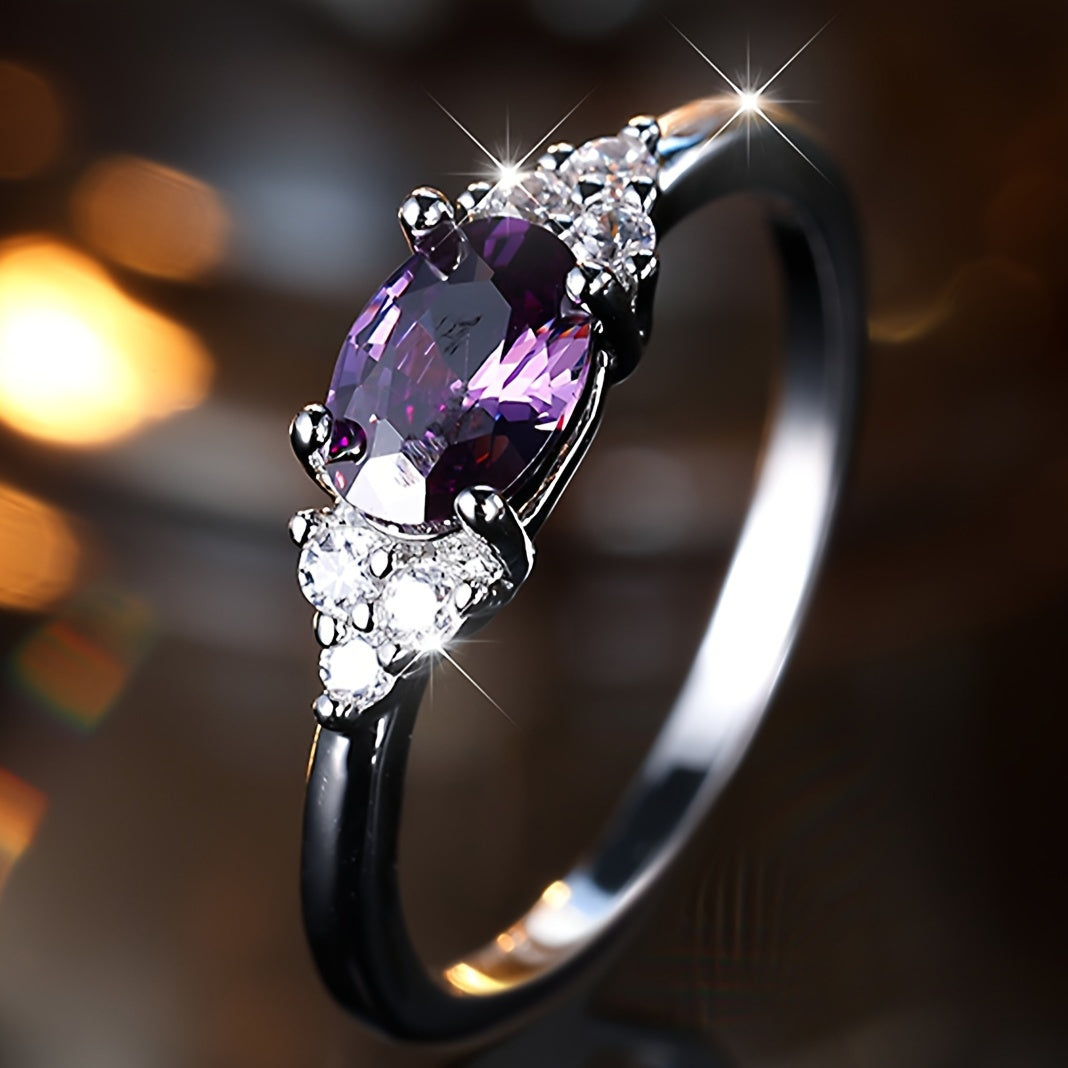 Elegant Bohemian Style Women's Engagement Ring - Copper Based, Unplated, Zircon Set for Everyday Wear and Parties