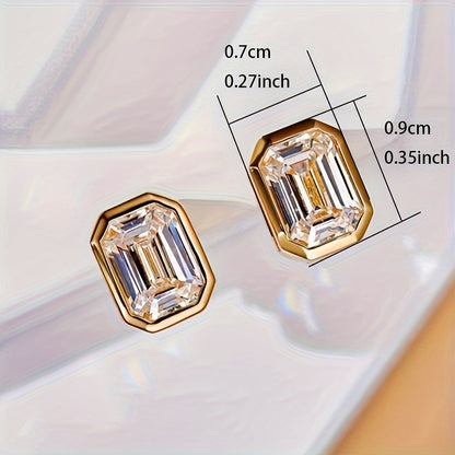 A pair of elegant and simple geometric stud earrings, synthetic Zirconia, April birthstone, copper nickel-plated, suitable for weddings and banquets, Valentine's Day gifts, suitable for all seasons