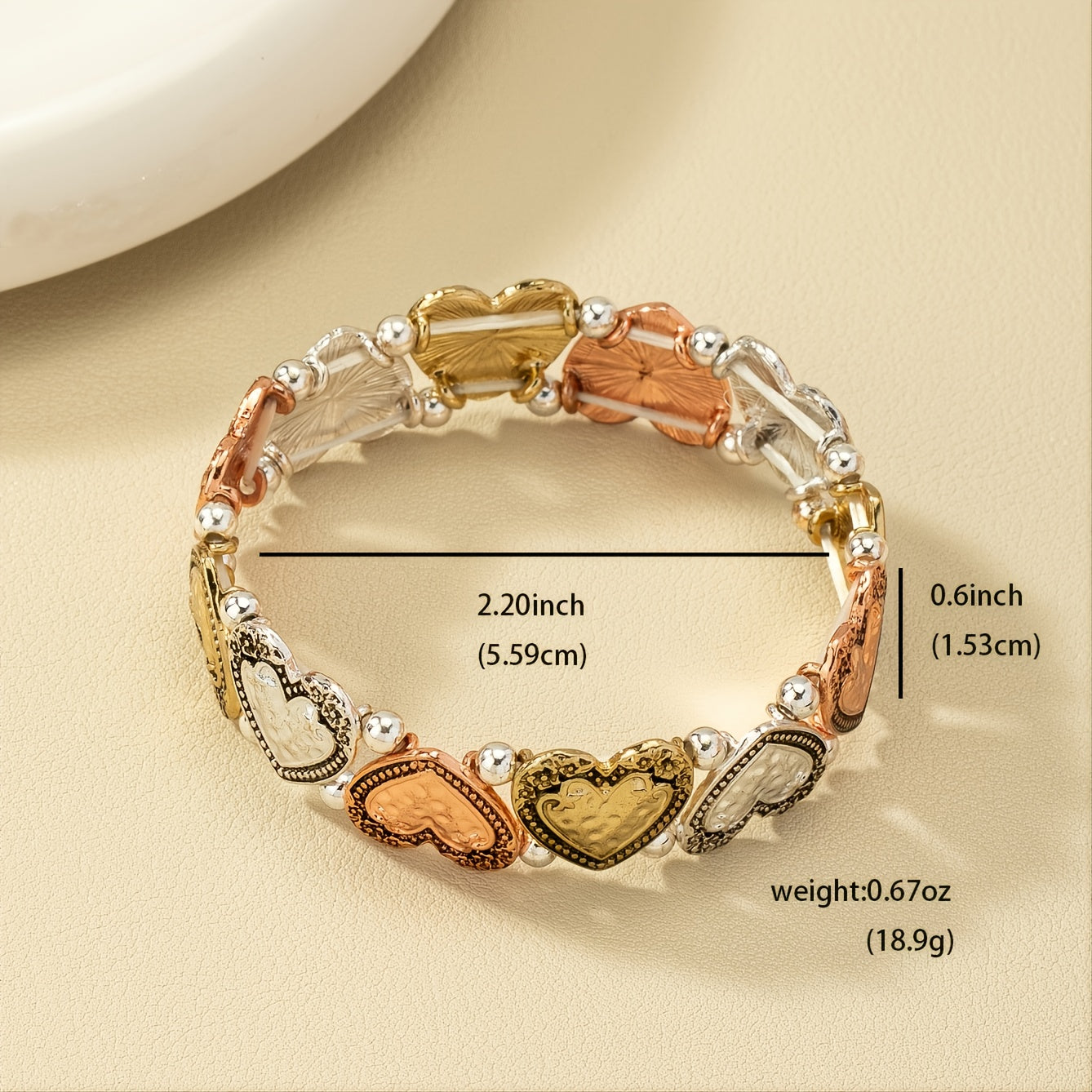 Simple Heart Engraved Pattern Stretch Bracelet Women's Accessories Fashion Fall 2022