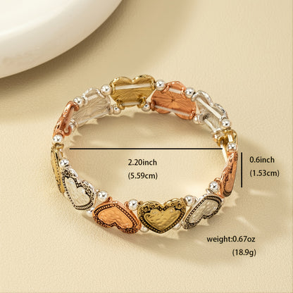 Simple Heart Engraved Pattern Stretch Bracelet Women's Accessories Fashion Fall 2022