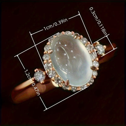 Elegant Promise Ring 18k Gold Plated Moonstone Engagement Wedding Ring Gala Banquet Decoration Sweet Anniversary Gift