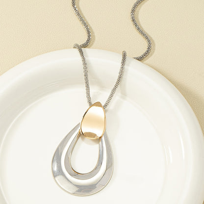 Women's Simple Water Drop Pendant Long Necklace Sweater Chain