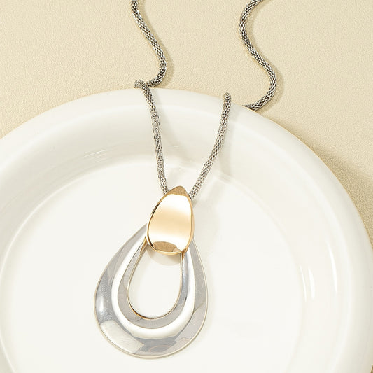 Women's Simple Water Drop Pendant Long Necklace Sweater Chain