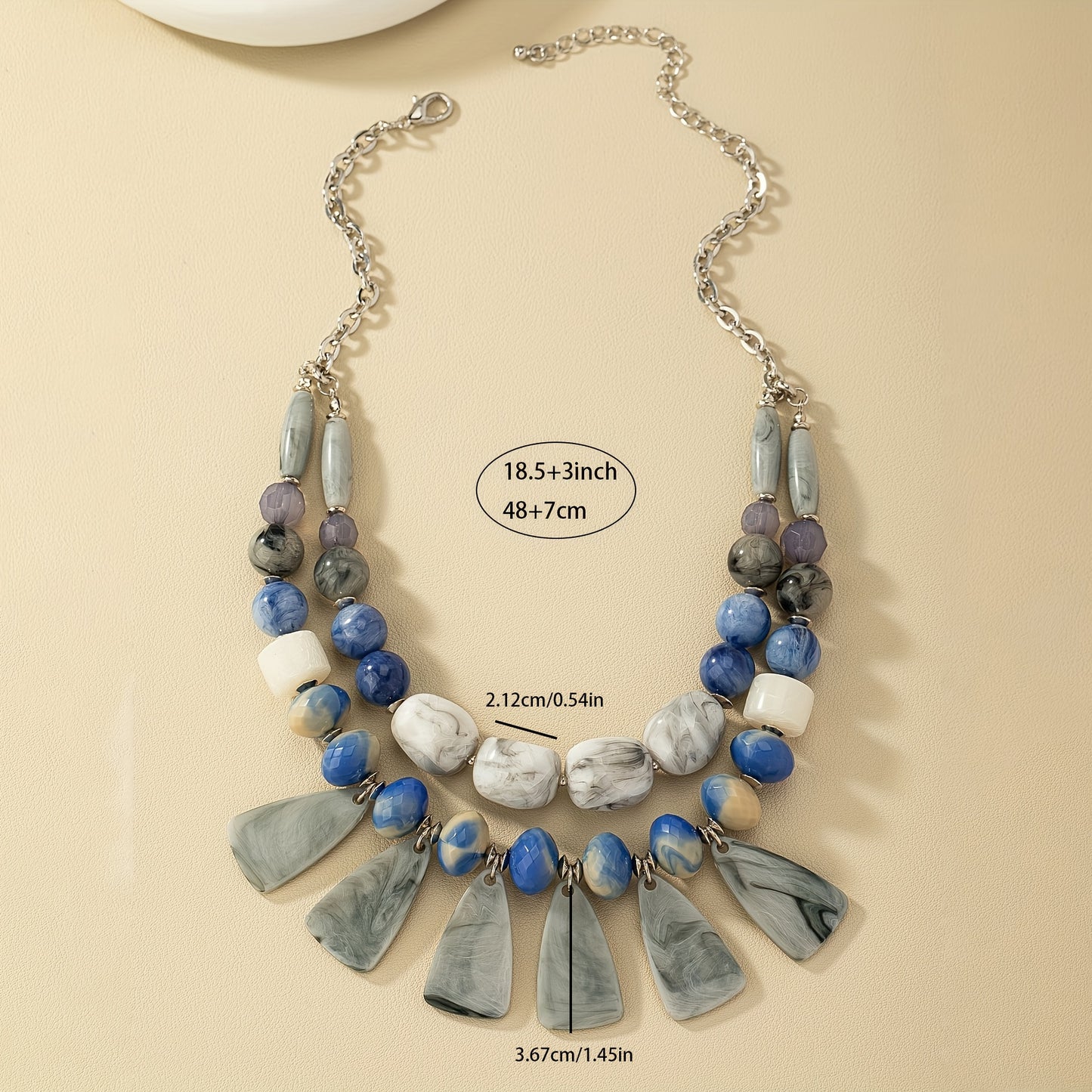 Exaggerated Beaded Bohemian Tassel Turquoise Beaded Double Necklace