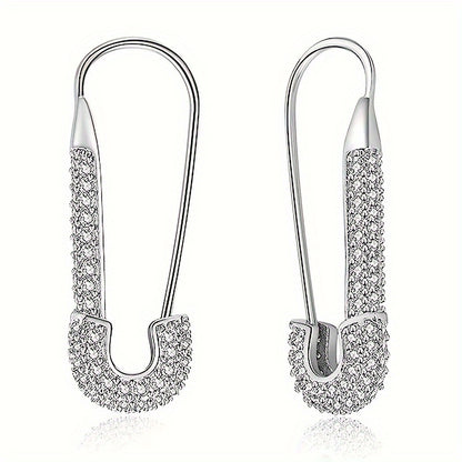 Exquisite luxury paper clip design micro-paved Zirconia ring earrings Women's vacation leisure accessories fashion trend jewelry daily wear