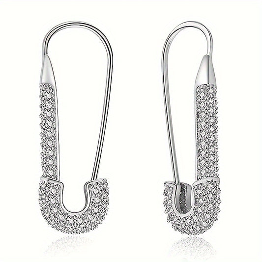 Exquisite luxury paper clip design micro-paved Zirconia ring earrings Women's vacation leisure accessories fashion trend jewelry daily wear