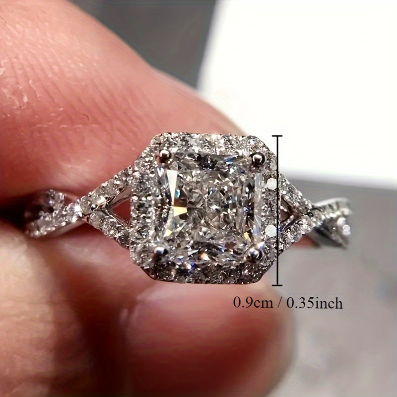 Classic Square Zirconia Couple Ring Romantic Engagement Ring Bridal Wedding Fashion Jewelry Couple Anniversary Gift