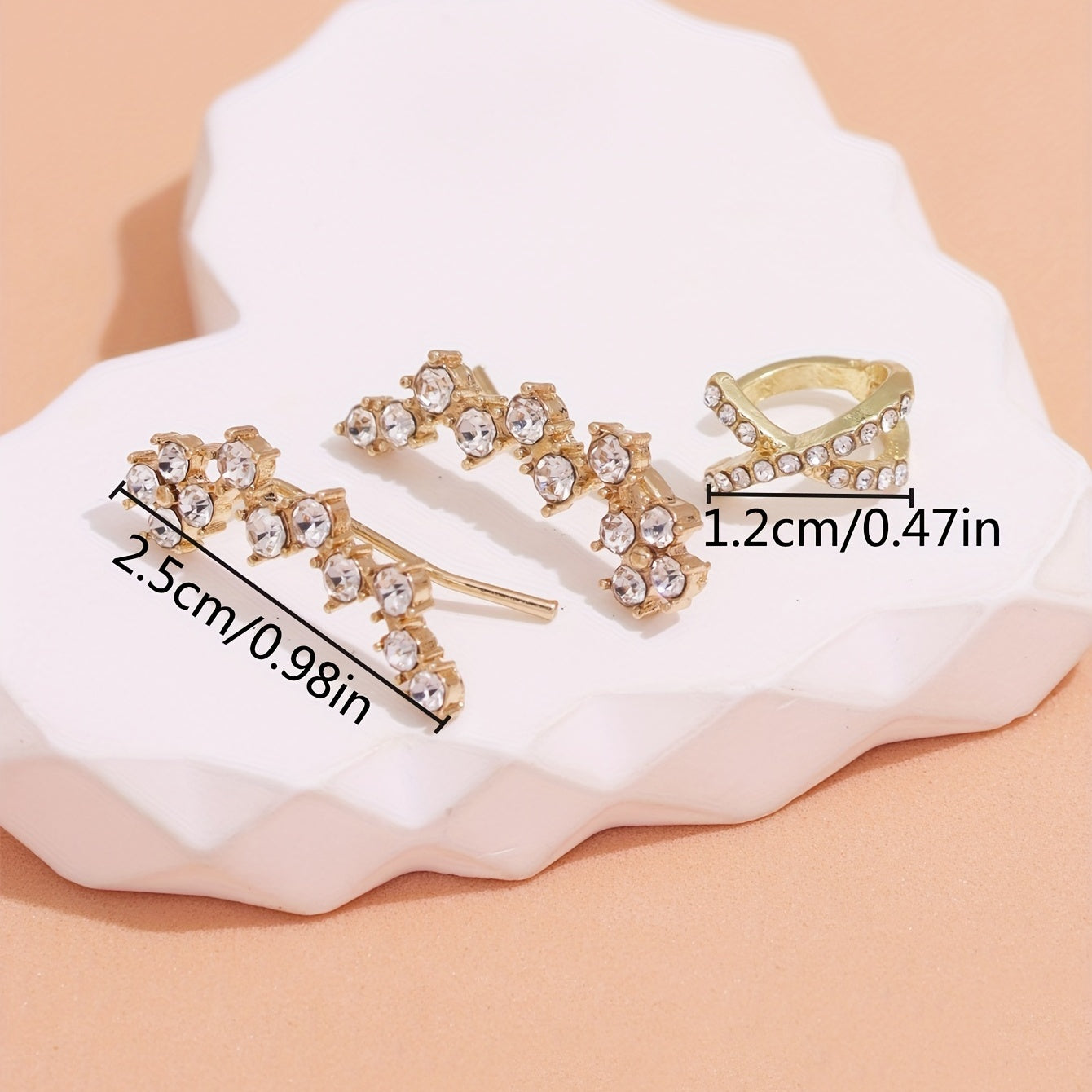 3-Piece Exquisite Shiny Rhinestone Earrings Set Women's Daily Party Prom Decorative Jewelry