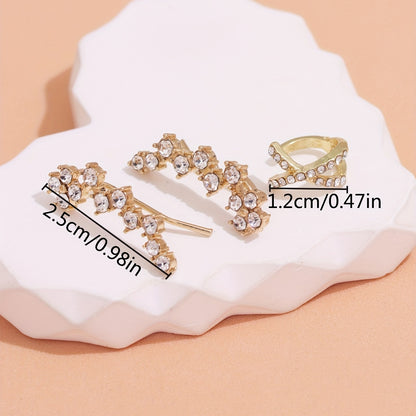 3-Piece Exquisite Shiny Rhinestone Earrings Set Women's Daily Party Prom Decorative Jewelry