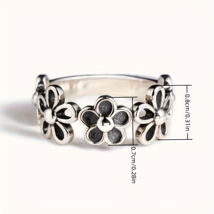1 vintage elegant wreath women's black flower design bohemian alloy ring for everyday wear and parties