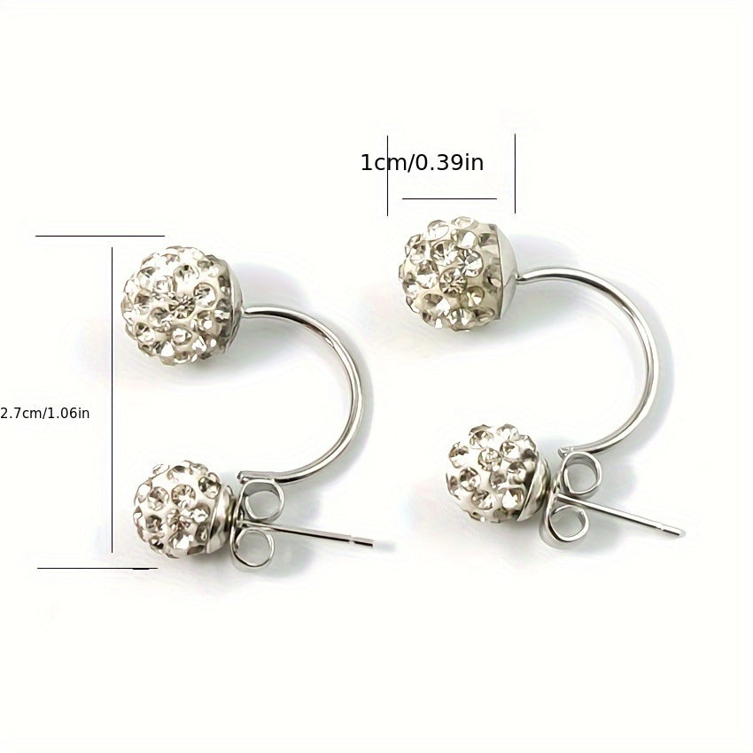 Elegant Double Flash Ball Earrings - Fashion Versatile, Synthetic Zircon, Handmade Ladies Alloy