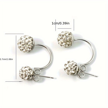 Elegant Double Flash Ball Earrings - Fashion Versatile, Synthetic Zircon, Handmade Ladies Alloy