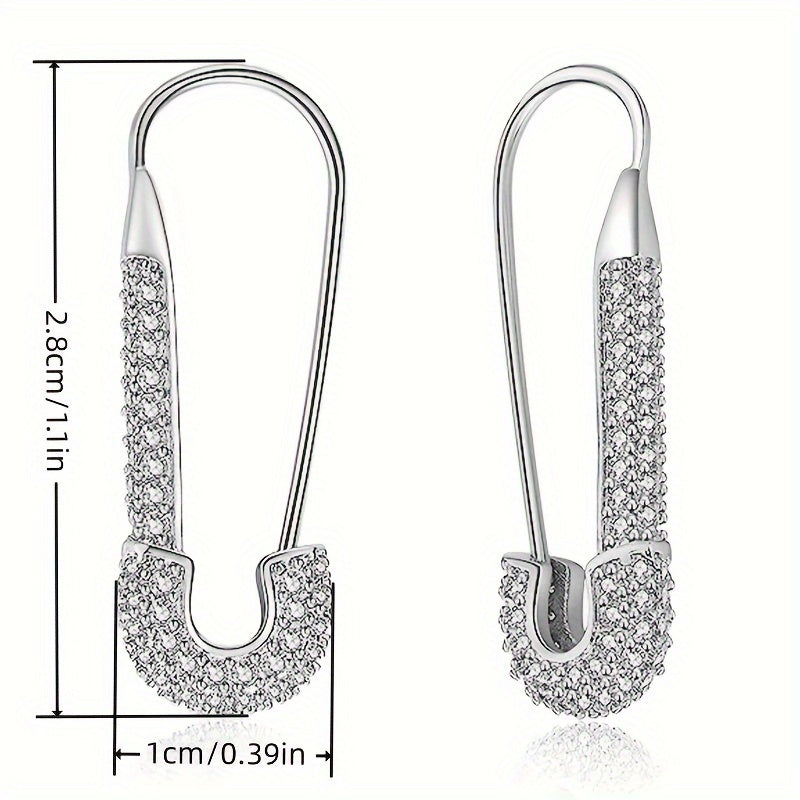 Exquisite luxury paper clip design micro-paved Zirconia ring earrings Women's vacation leisure accessories fashion trend jewelry daily wear