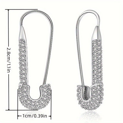 Exquisite luxury paper clip design micro-paved Zirconia ring earrings Women's vacation leisure accessories fashion trend jewelry daily wear