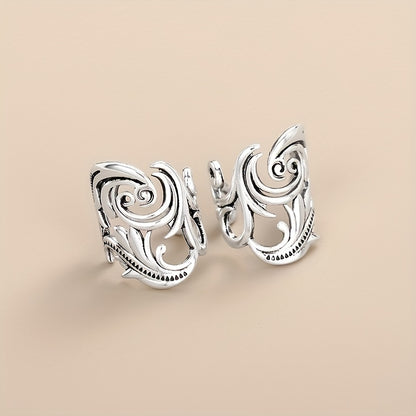 Creative flower sculpture ear full copper jewelry retro punk style unique personality women's earrings