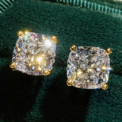 1 pair of elegant square cubic Zirconia stud earrings, copper plating without nickel, artificial April stone, suitable for daily wear and parties, four seasons jewelry.