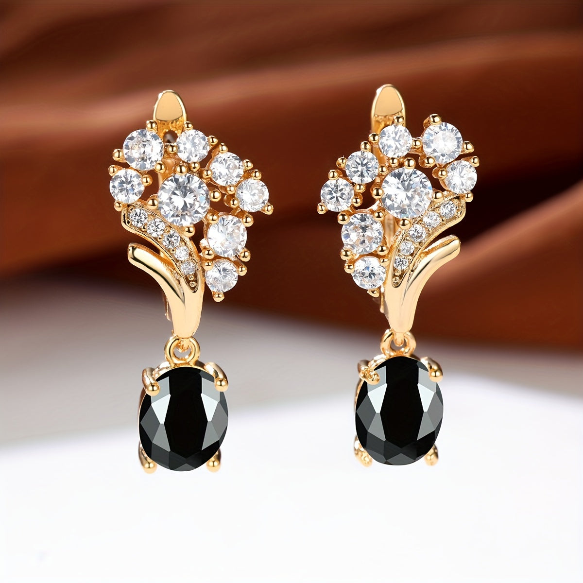 Oval Shiny Zirconia Decor Dangle Earrings Japanese / Korean Style Copper 18K Gold Plated Jewelry Daily Casual