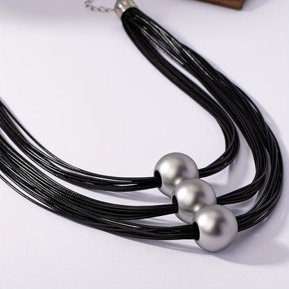 Vintage bohemian style exaggerated three-layer necklace, fashionable and elegant women's jewelry accessories