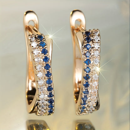 A pair of elegant and stylish colorful cross-ear buckles for Christmas luxury ladies ring earrings