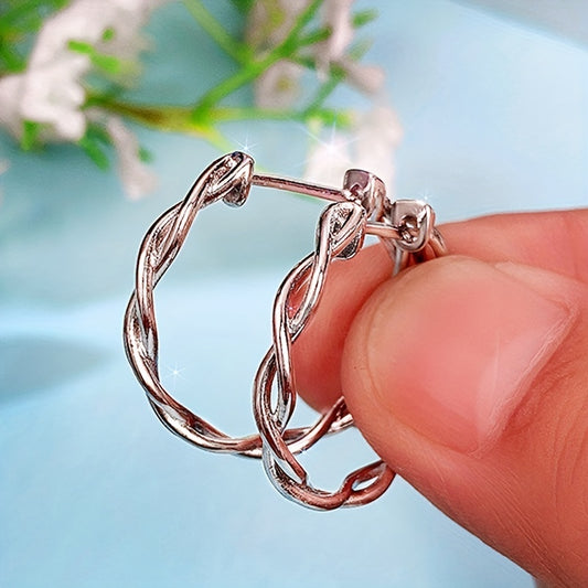 Creative Design Twisted 925 Silver Plated Women's Ring Earrings Bridal Wedding Accessories Valentine's Day Gifts Fashion Jewelry