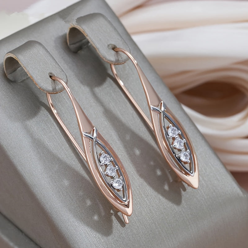 1 pair of gold long pendant earrings Women's silver luxury design bridal wedding jewelry suitable for pretend play