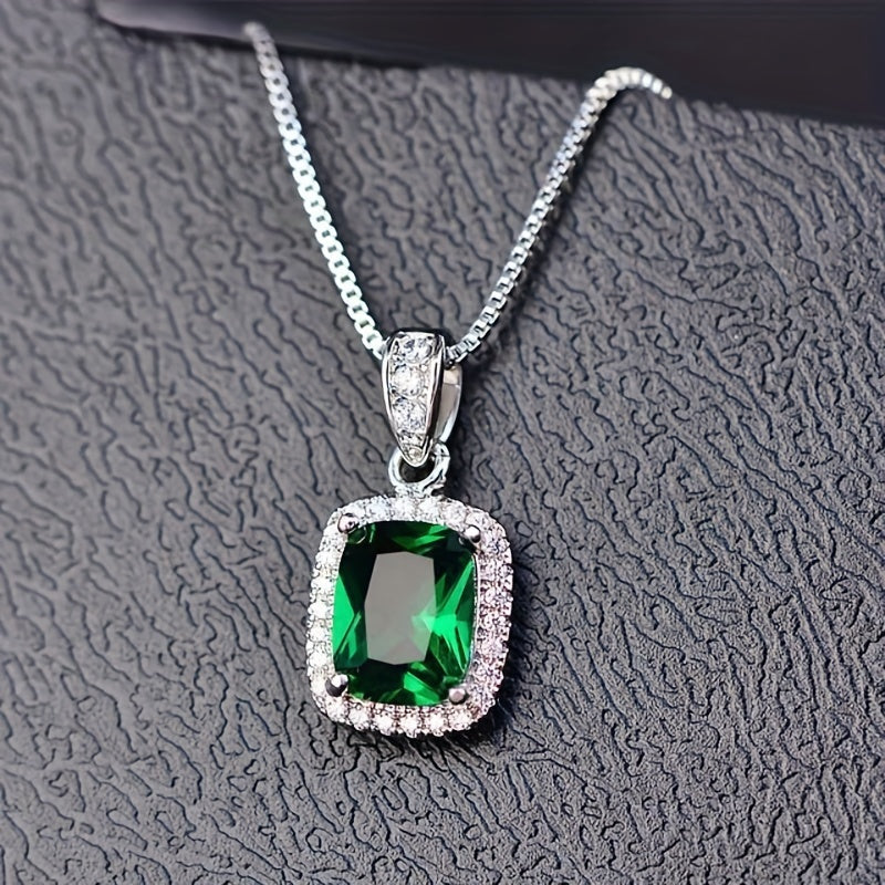 Delicate Silver Plated Faux Amethyst Pendant Necklace Ladies Bridal Wedding Party Jewelry Gift