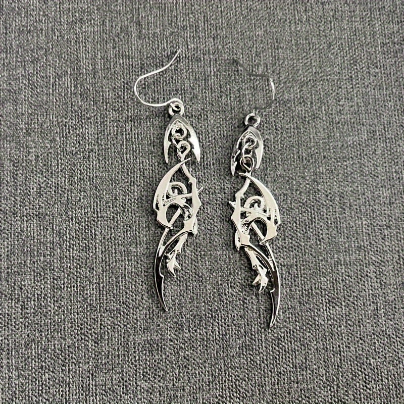 Creative Silver Abstract Pendant Earrings Vintage Elegant Style Zinc Alloy Silver Plated Jewelry Daily Casual