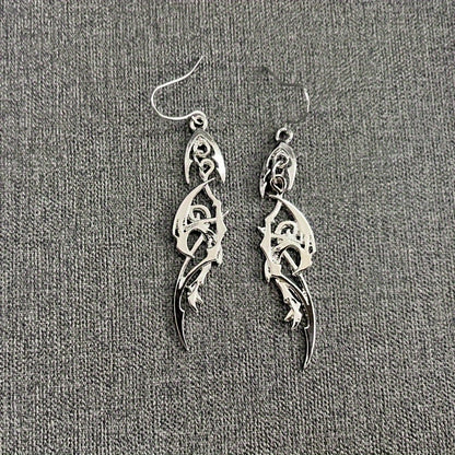 Creative Silver Abstract Pendant Earrings Vintage Elegant Style Zinc Alloy Silver Plated Jewelry Daily Casual
