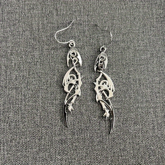 Creative Silver Abstract Pendant Earrings Vintage Elegant Style Zinc Alloy Silver Plated Jewelry Daily Casual