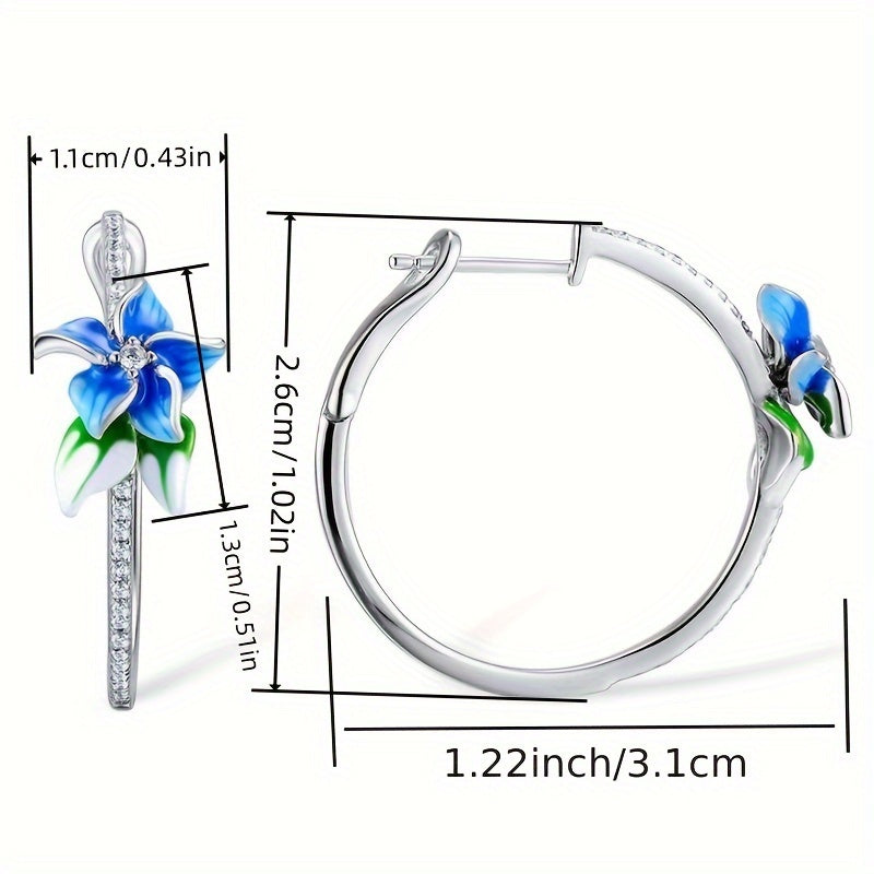 Bohemian Zirconia flower earrings, ladies jewelry anniversary gift