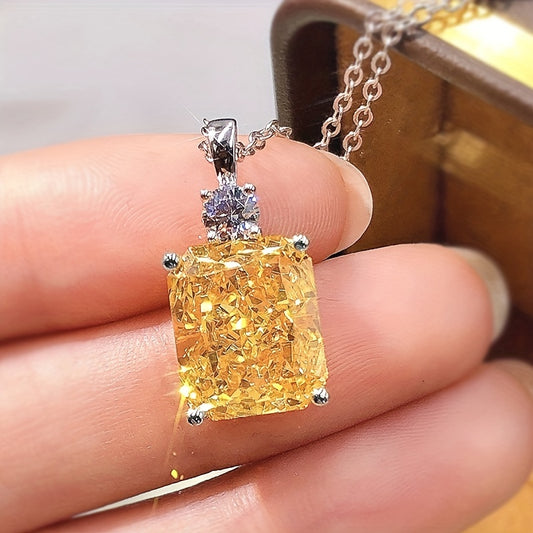 Citrine Gemstone Pendant Necklace Silver Plated Birthstone Fine Jewelry Engagement Wedding Party Gift for Women