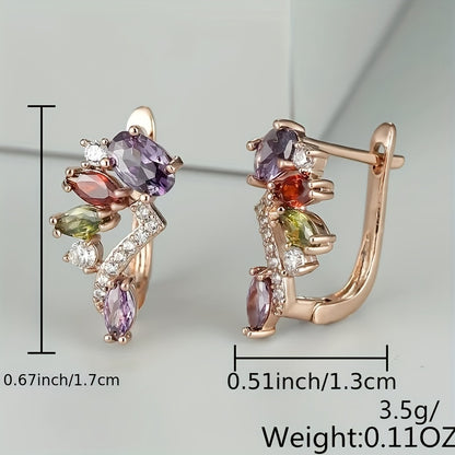 Colorful birthday gemstone pendant earrings, horse eye cut red purple olive emerald earrings, flower and leaf exquisite earrings gift.