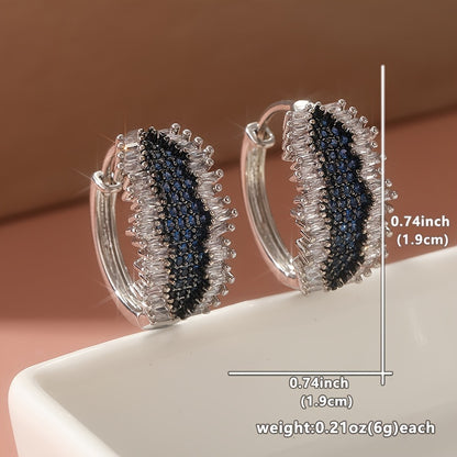 Elegant vintage bohemian earrings with square synthetic zircon wrap and blue cubic zircon accents, 925 silver copper plated, perfect for Christmas, everyday wear and special occasions - gift ready