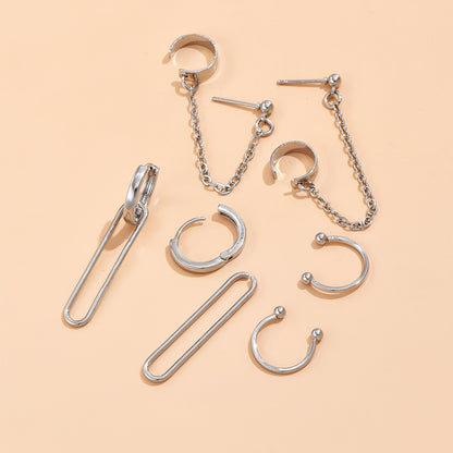 U-shaped stud earrings 3 pairs of earrings metal clips geometric women's jewelry set