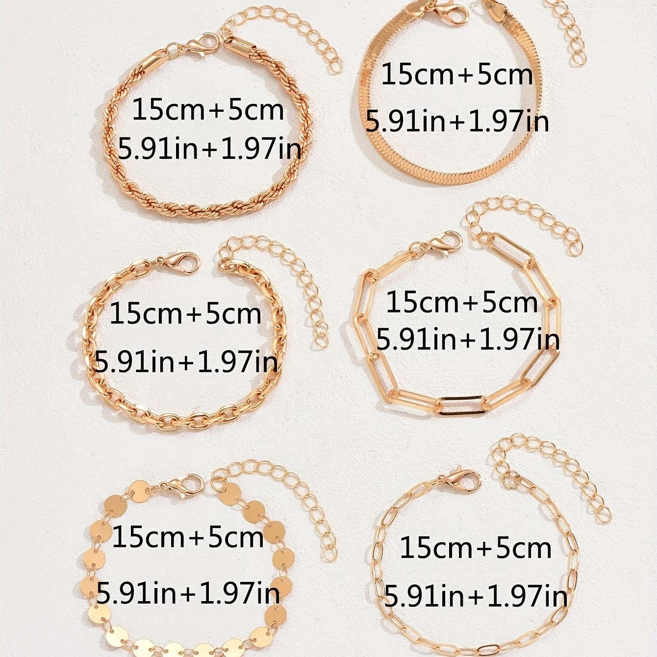 6-piece set, retro multi-layer twisted snake chain bracelet, women's geometric bracelet set, gift.