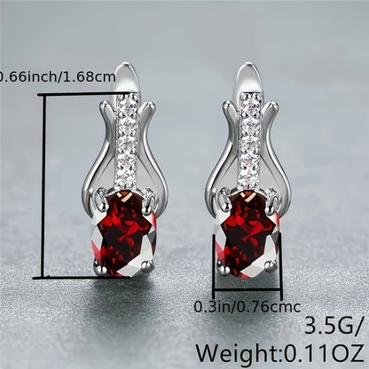 Birthstone Clip Earrings Oval Cut Green Red White Black Gemstone Pendant Earrings Ladies Wedding Jewelry